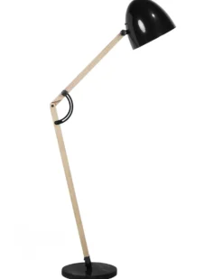 Gulvlampe HETTON Justerbar Egetræ Sort