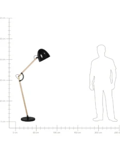 Gulvlampe HETTON Justerbar Egetræ Sort