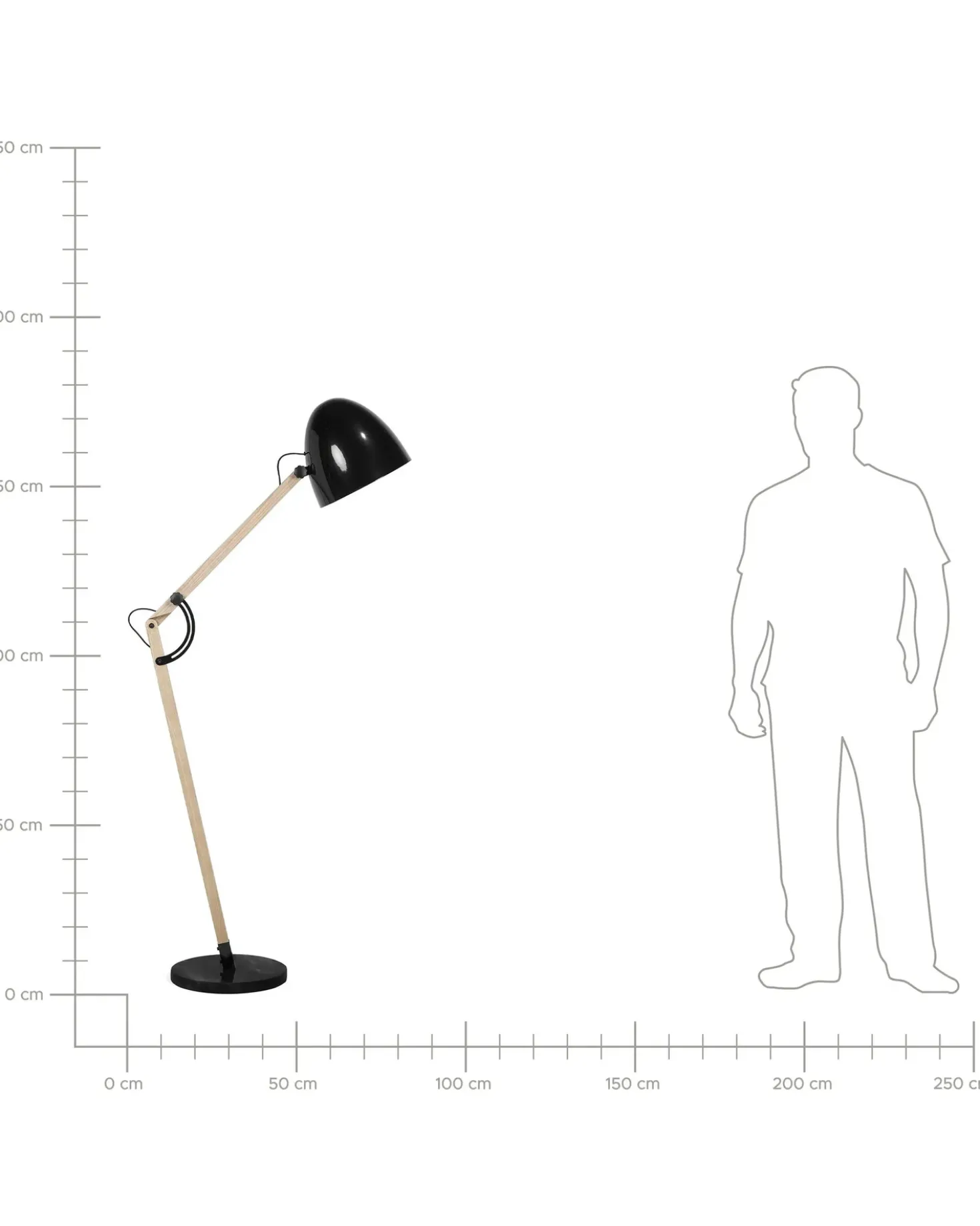 Gulvlampe HETTON Justerbar Egetræ Sort