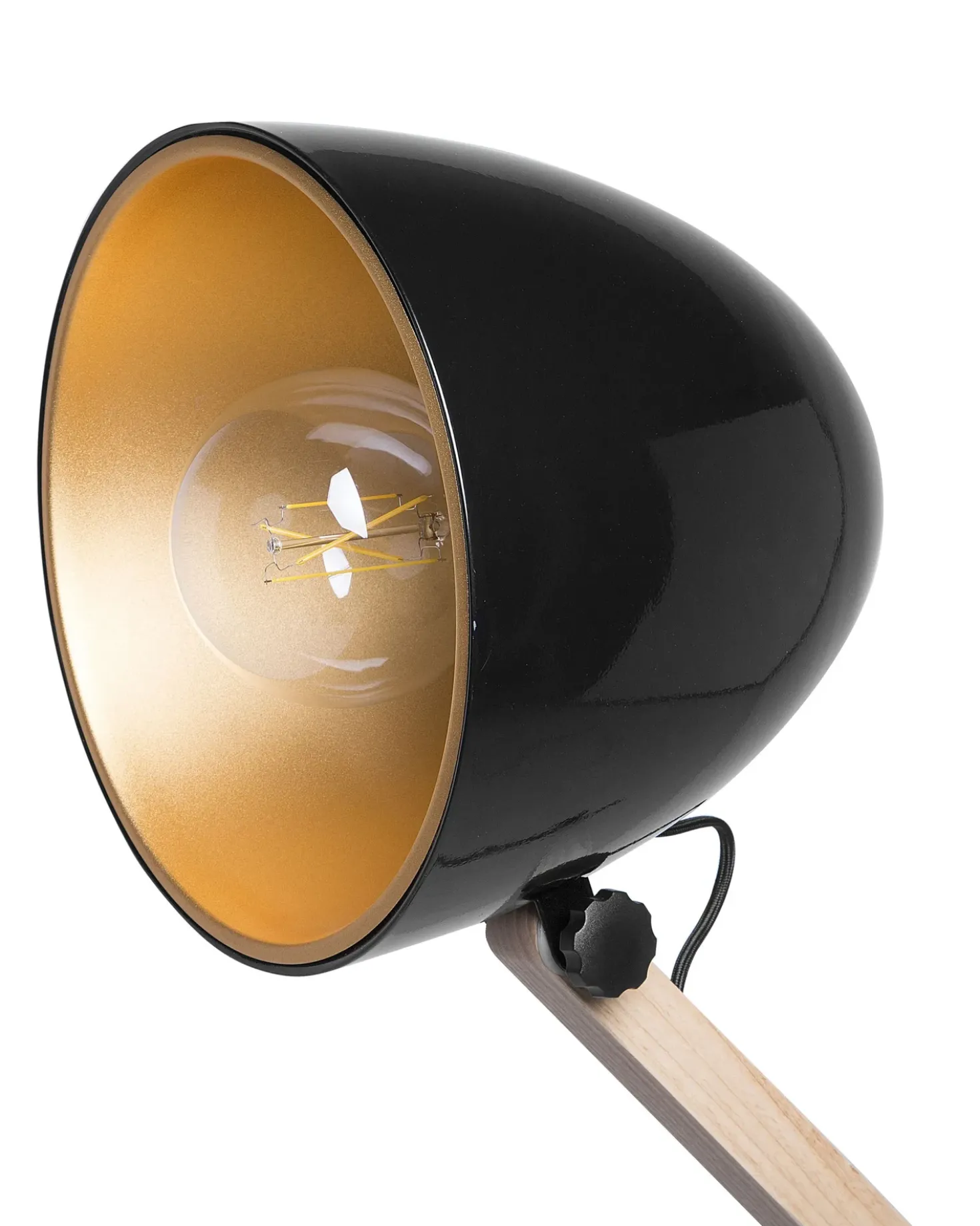Gulvlampe HETTON Justerbar Egetræ Sort