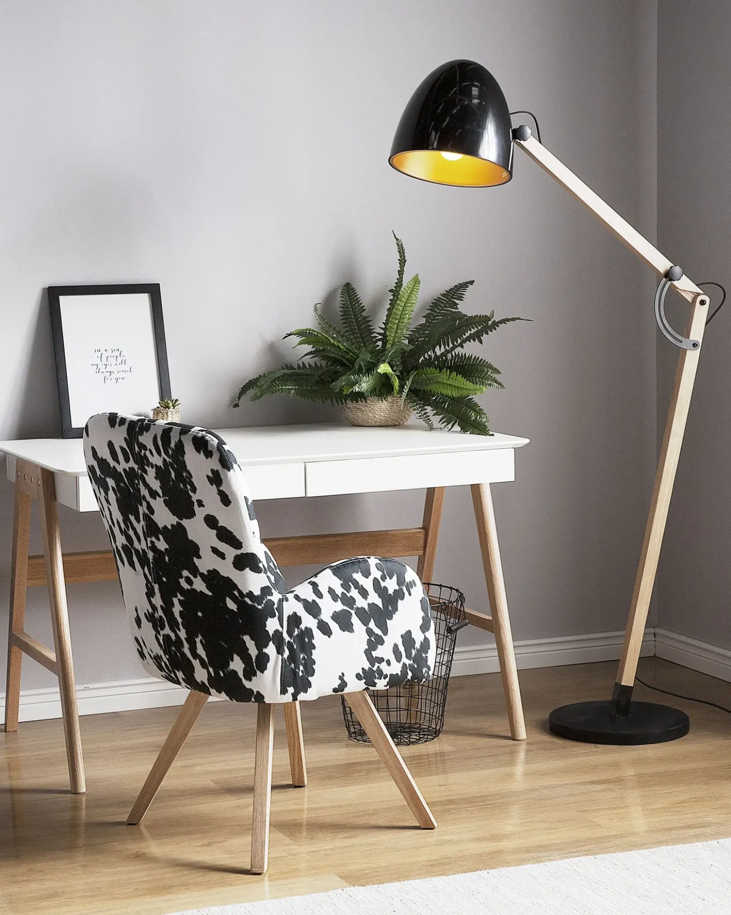 Gulvlampe HETTON Justerbar Egetræ Sort