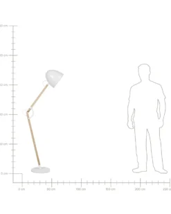 Gulvlampe HETTON Justerbar Egetræ Hvid