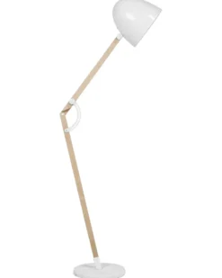 Gulvlampe HETTON Justerbar Egetræ Hvid