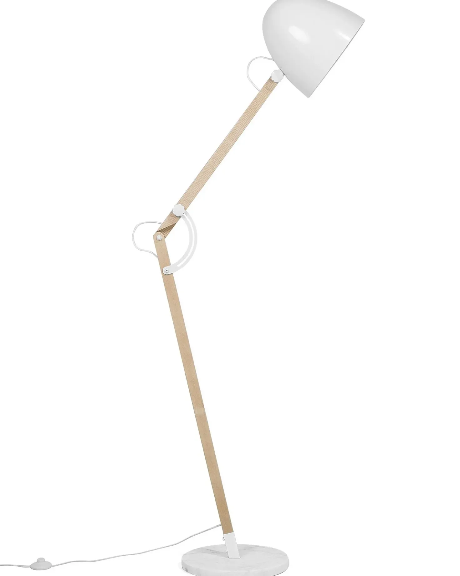 Gulvlampe HETTON Justerbar Egetræ Hvid