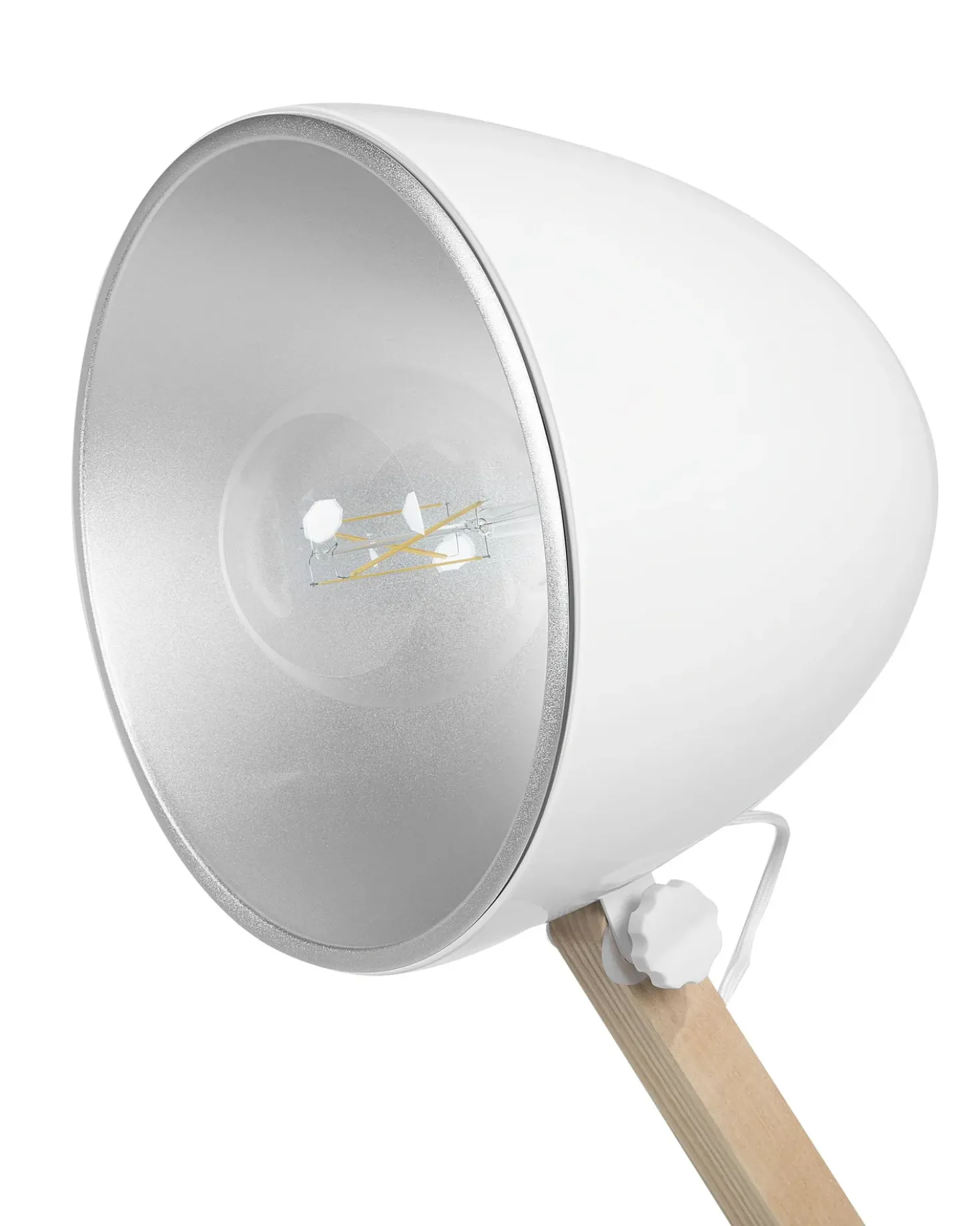 Gulvlampe HETTON Justerbar Egetræ Hvid