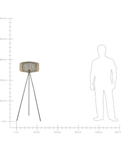 Gulvlampe JAVARI Bambus Brun/sort