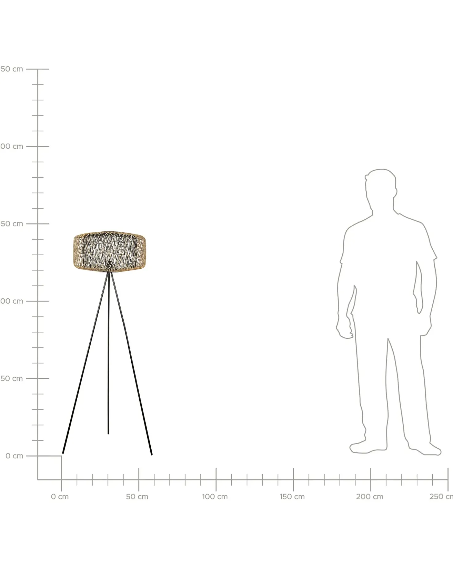 Gulvlampe JAVARI Bambus Brun/sort