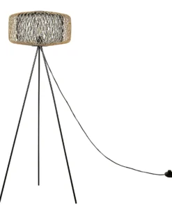Gulvlampe JAVARI Bambus Brun/sort
