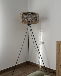 Gulvlampe JAVARI Bambus Brun/sort