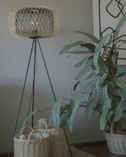 Gulvlampe JAVARI Bambus Brun/sort