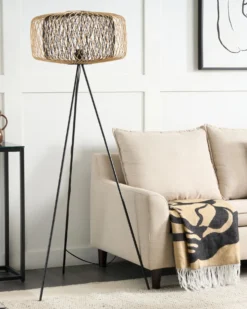 Gulvlampe JAVARI Bambus Brun/sort