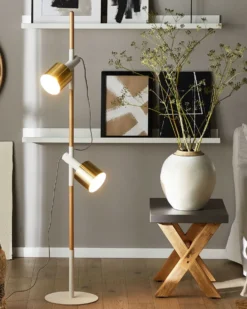 Gulvlampe OWENS Justerbar Asketræ Hvid