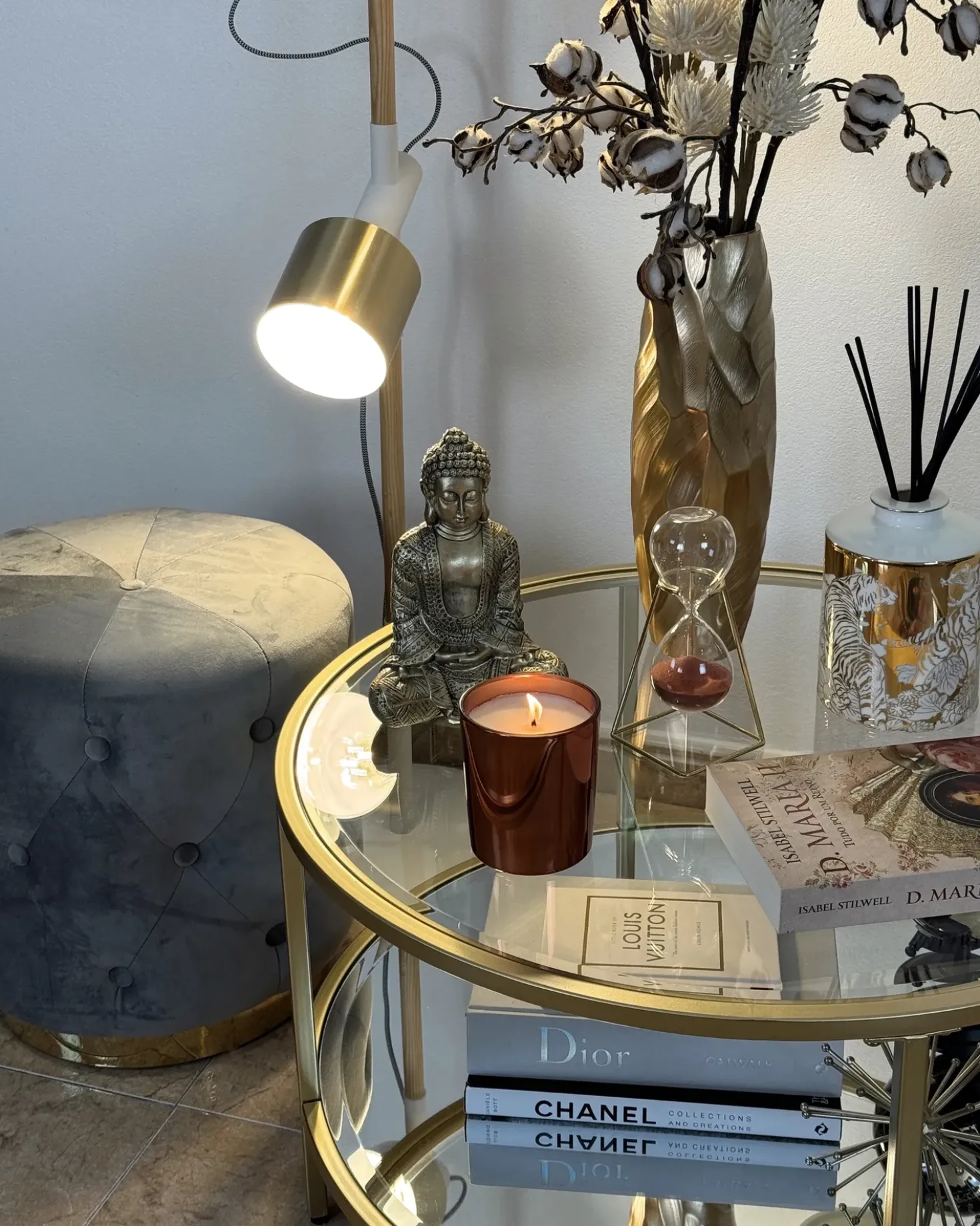 Gulvlampe OWENS Justerbar Asketræ Hvid