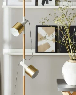 Gulvlampe OWENS Justerbar Asketræ Hvid