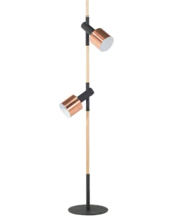 Gulvlampe OWENS Justerbar Egetræ Sort
