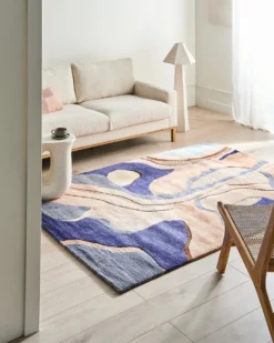 Gulvtæppe ALMORA Beige/ Blå 160 x 230 cm Viskose