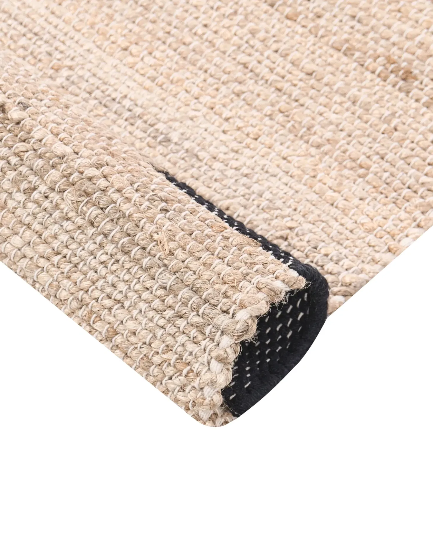 Gulvtæppe AMRAVATI Sort/beige 80 x 300 cm Jute