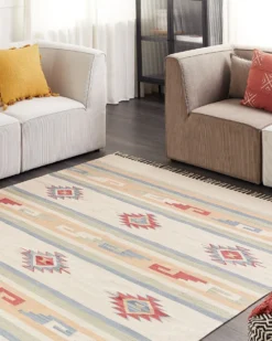 Gulvtæppe APARAN Beige 200 x 300 cm Bomuld Kelim