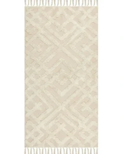 Gulvtæppe ARDAHAN Beige 80 x 150 cm Bomuld