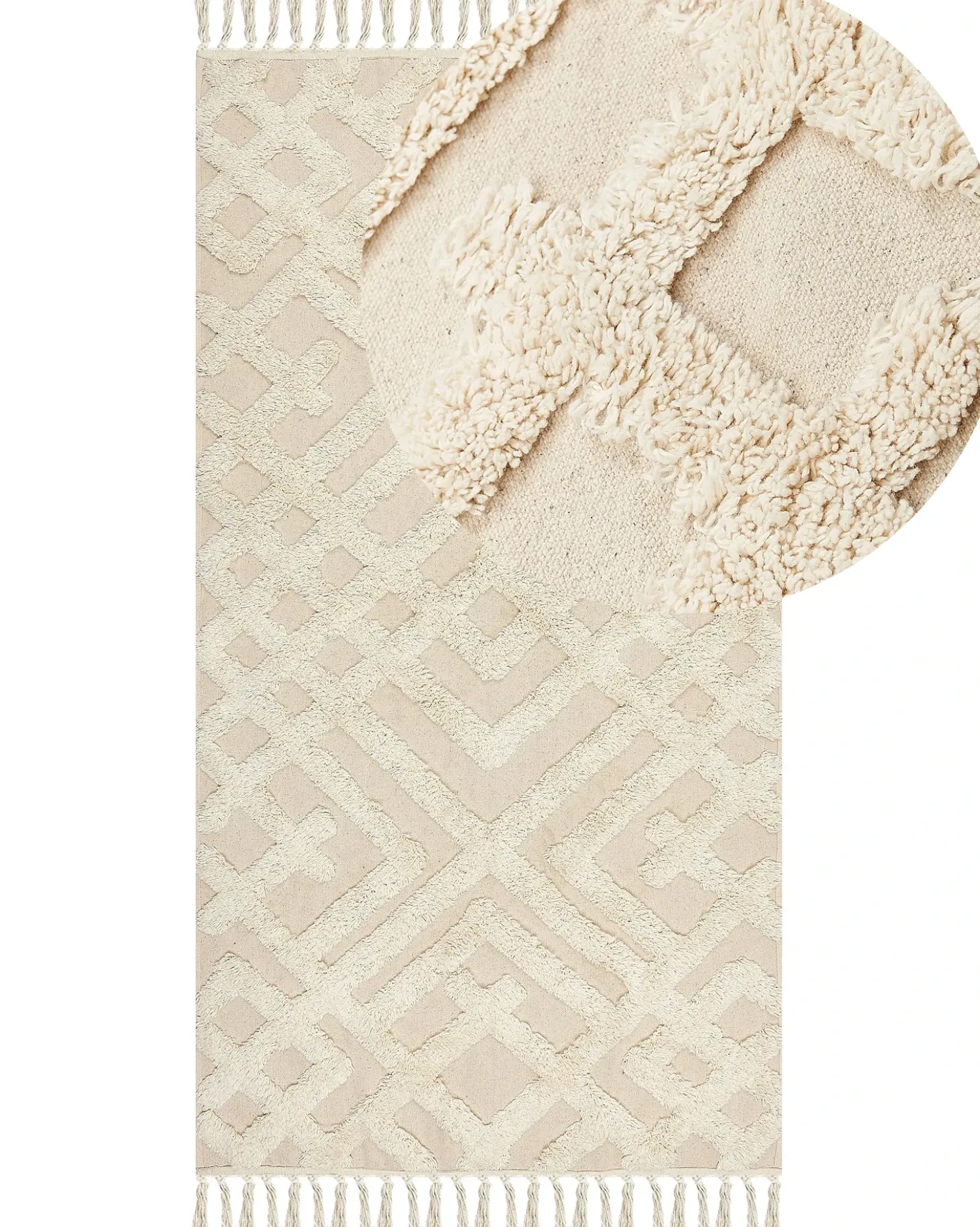 Gulvtæppe ARDAHAN Beige 80 x 150 cm Bomuld