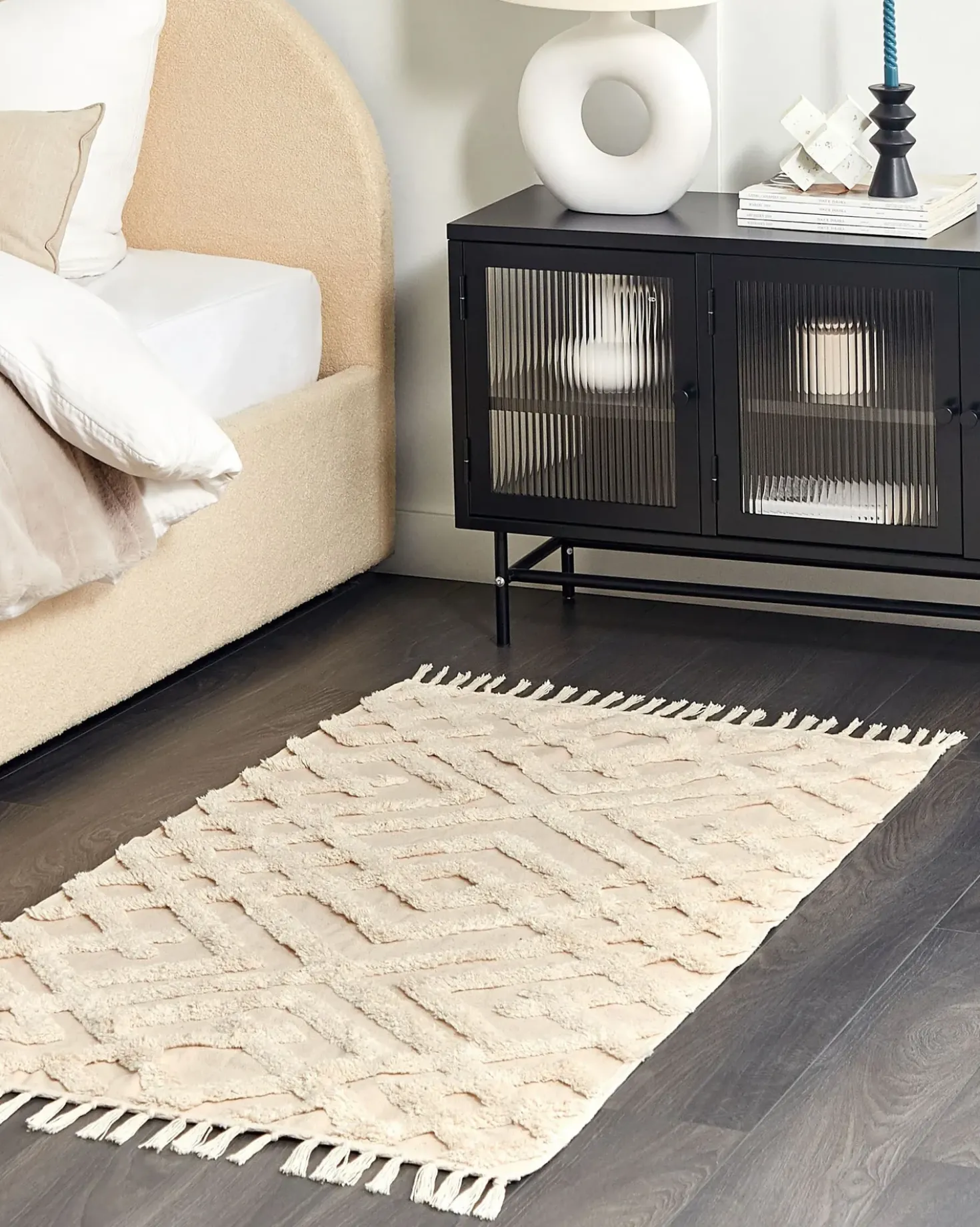 Gulvtæppe ARDAHAN Beige 80 x 150 cm Bomuld