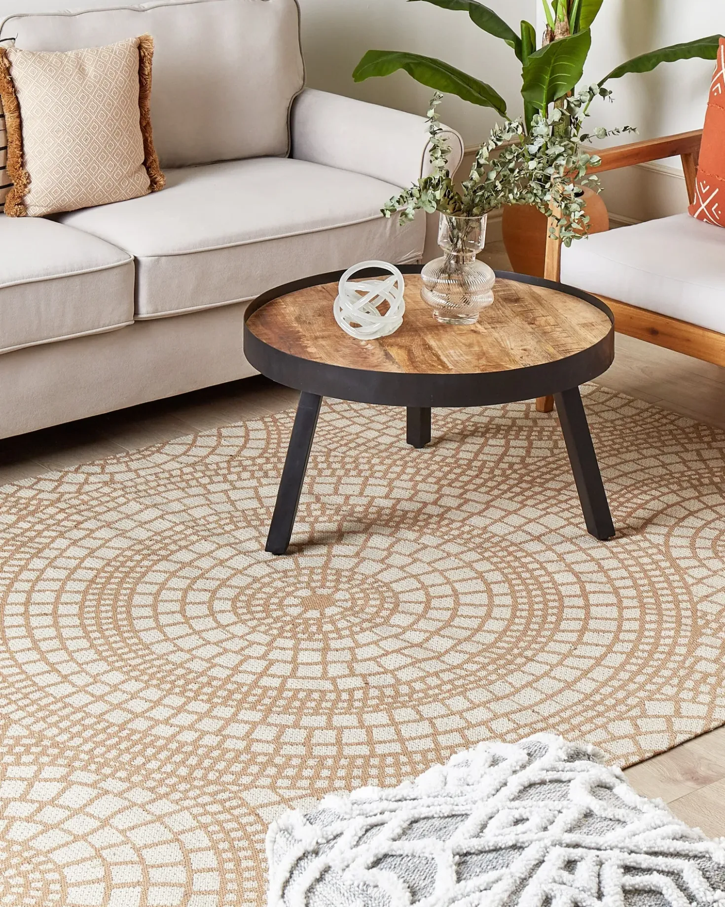 Gulvtæppe ARIBA Hvid Beige 160 x 230 cm Jute