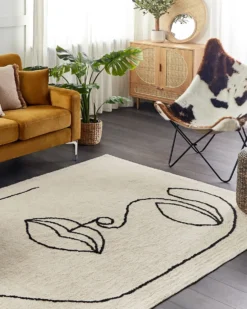 Gulvtæppe BAYIR Beige 160 x 230 cm Bomuld