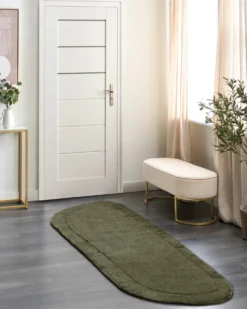 Gulvtæppe BERANI Mørkegrøn 80 x 250 cm Viskose