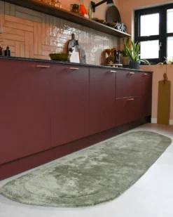 Gulvtæppe BERANI Mørkegrøn 80 x 250 cm Viskose