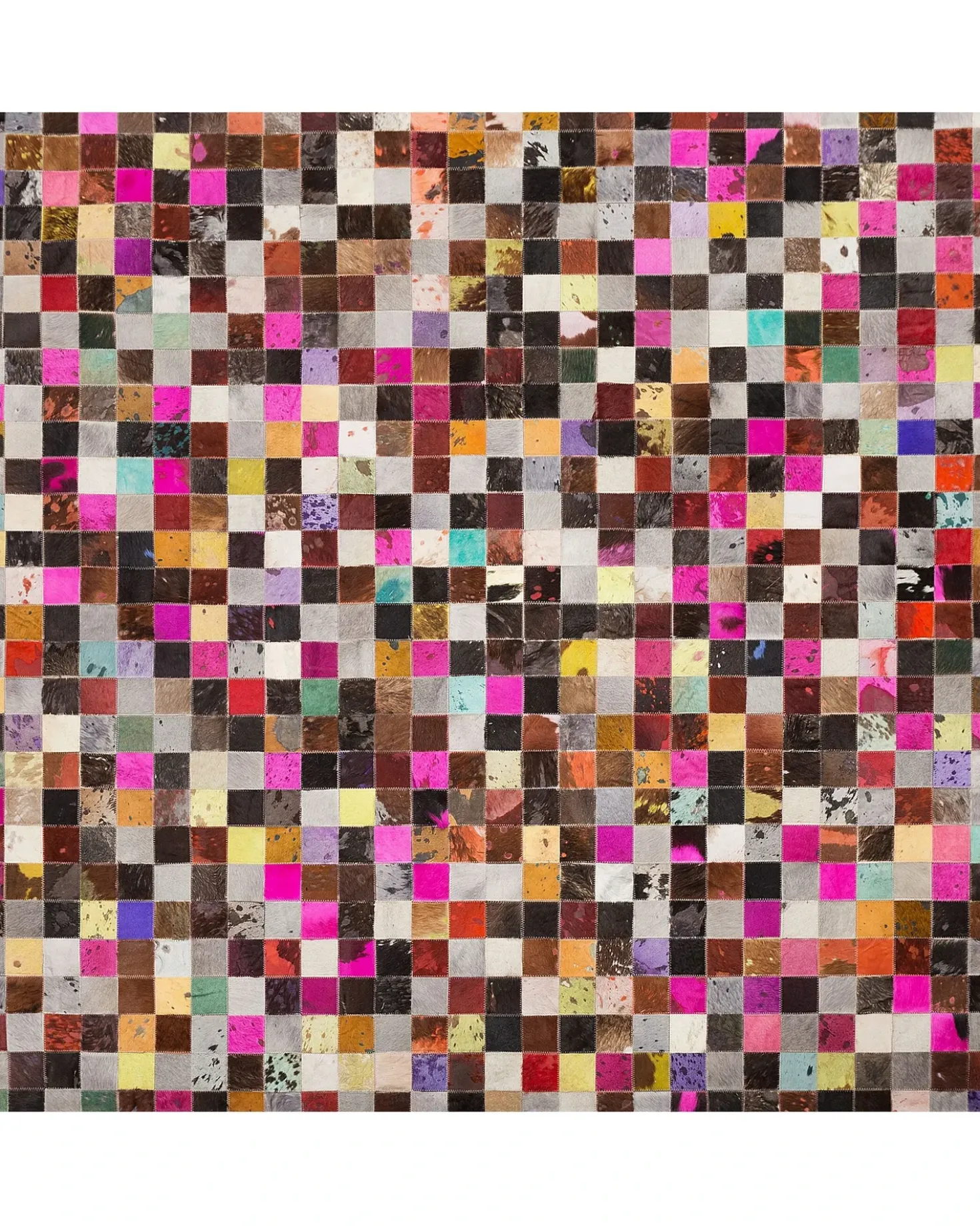 Gulvtæppe ENNE Multifarvet 200 x 200 cm Ægte læder