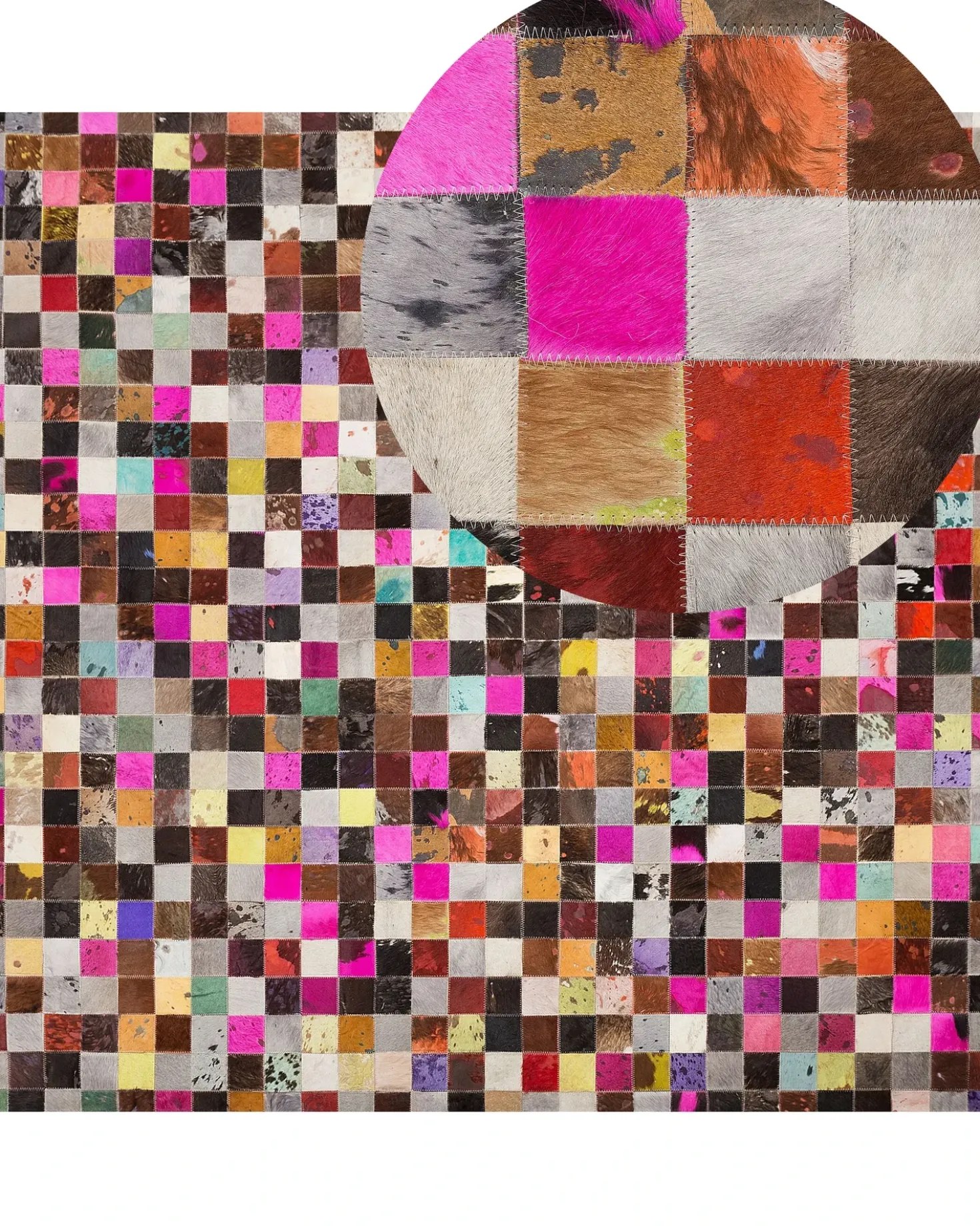 Gulvtæppe ENNE Multifarvet 200 x 200 cm Ægte læder