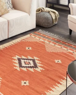Gulvtæppe GAVAR Orange 160 x 230 cm Bomuld Kelim