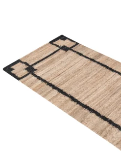 Gulvtæppe GONDIA Sort/beige 80 x 300 cm Jute