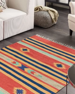 Gulvtæppe HATIS Multifarvet 140 x 200 cm Bomuld Kelim