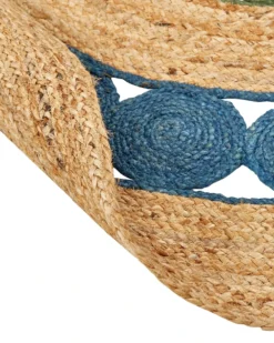 Gulvtæppe HOVIT Grøn Blå ø 140 cm Jute