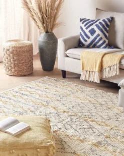 Gulvtæppe KADAPA Beige 160 x 230 cm Bomuld