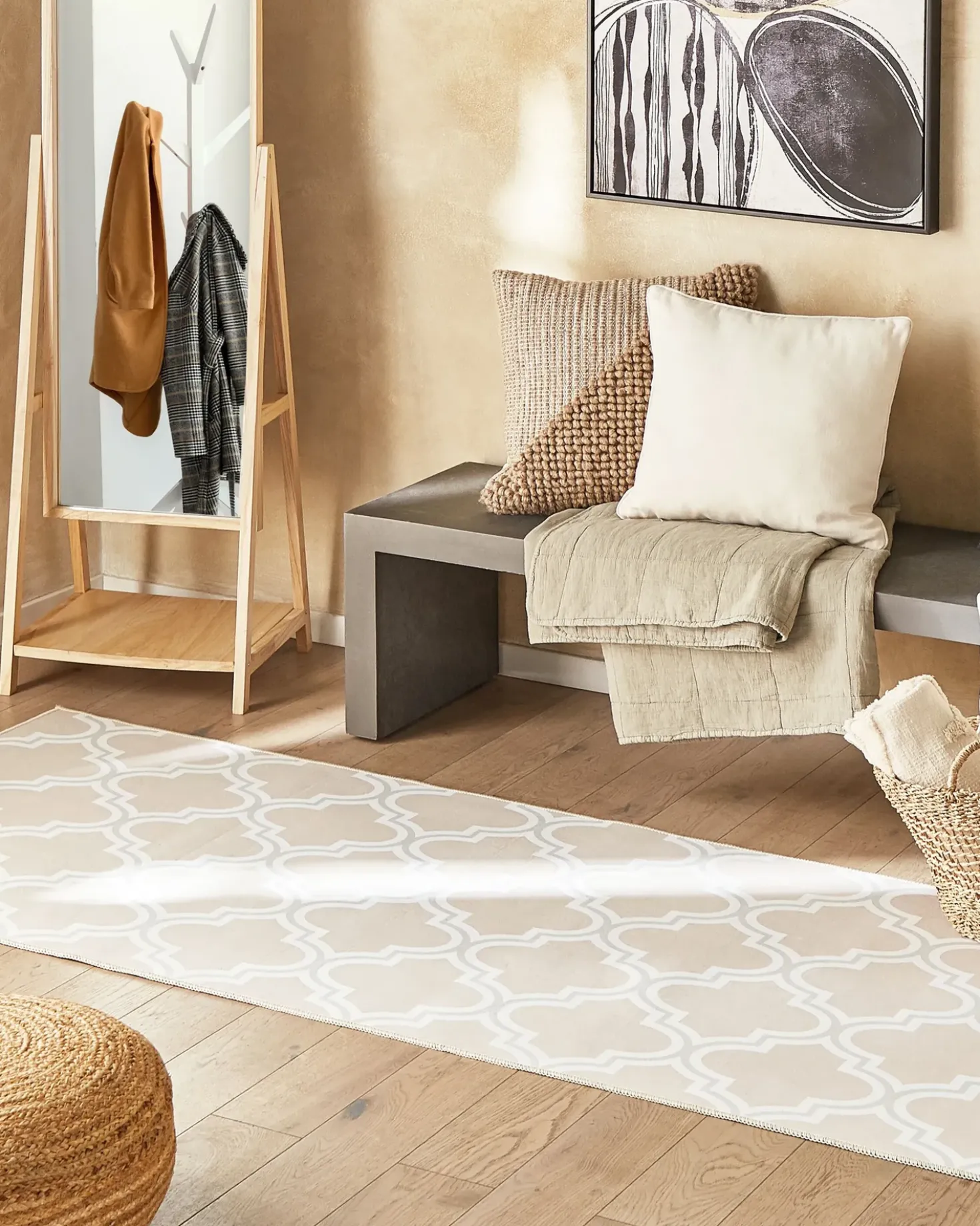 Gulvtæppe KADAYAL Beige 80 x 300 cm