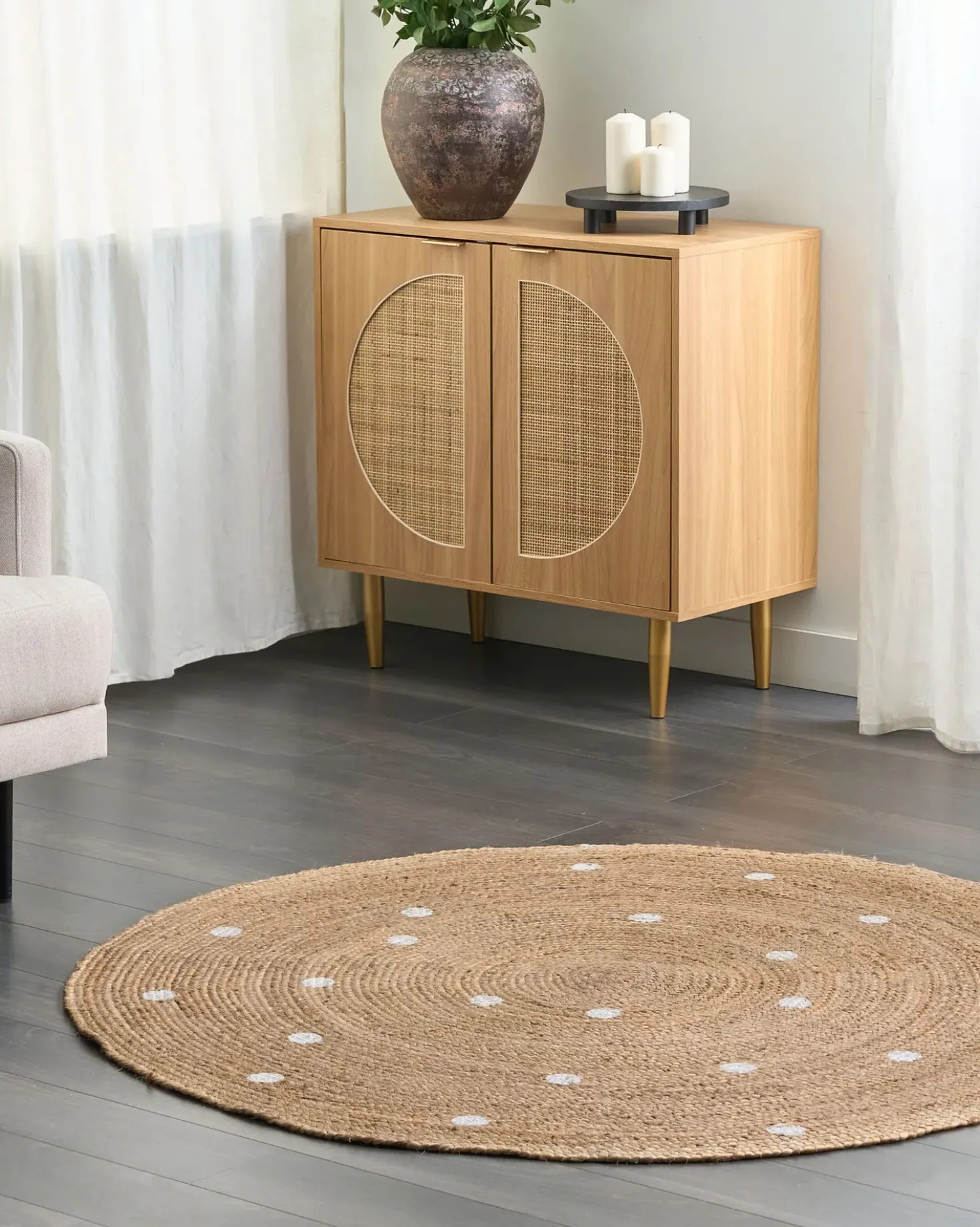 Gulvtæppe KHARRA Beige ø 140 cm Jute