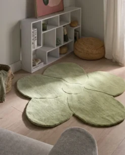 Gulvtæppe KOKKINI Lysegrøn ø 140 cm Uld