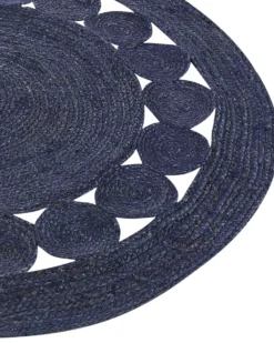 Gulvtæppe KOYUNLU Mørkeblå ø 120 cm Jute
