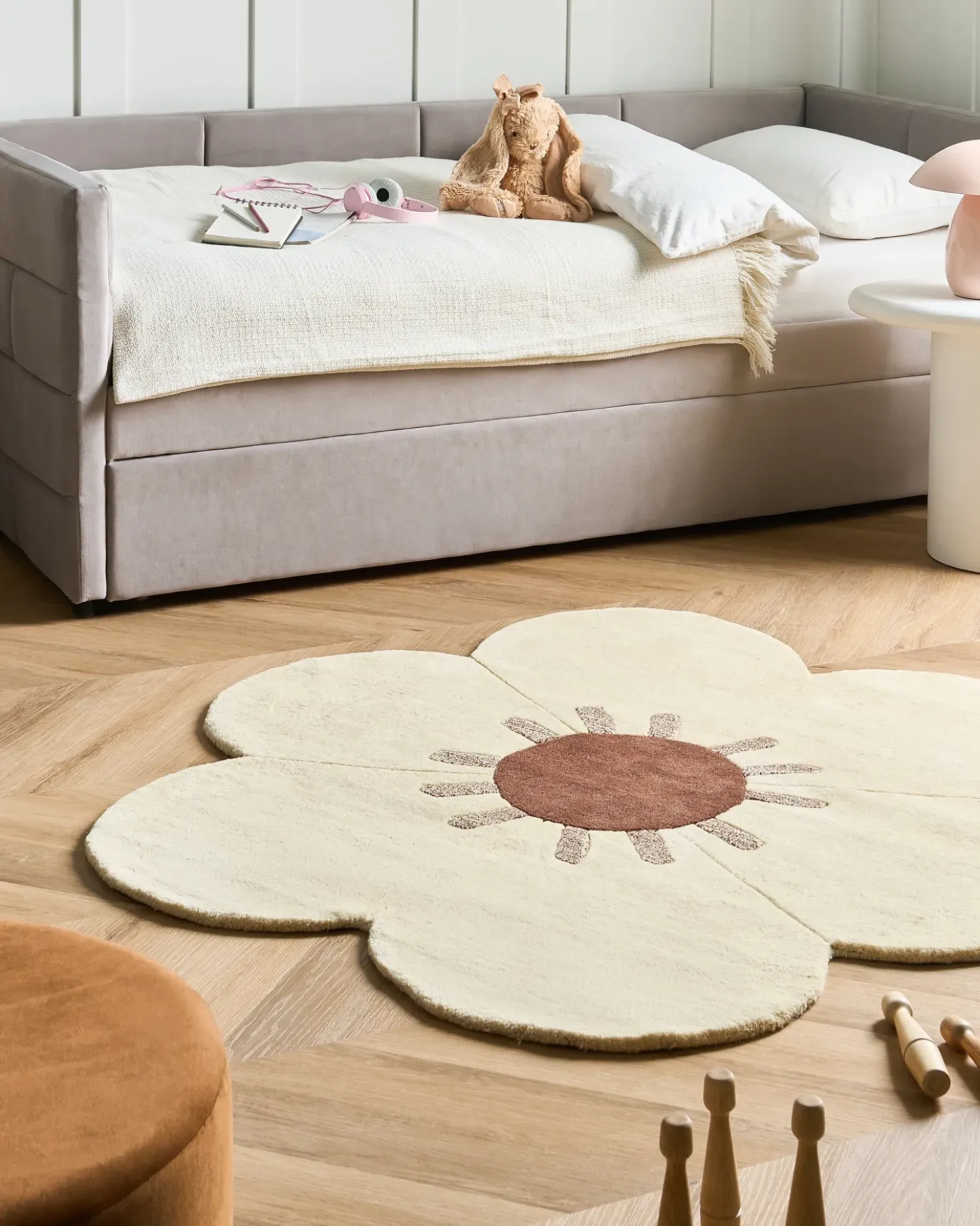 Gulvtæppe MANALI Beige ø 140 cm Uld