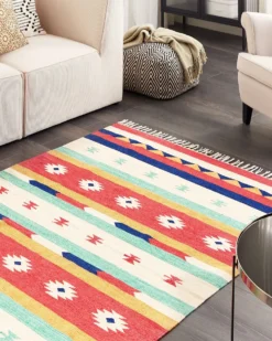 Gulvtæppe MARGARA Multifarvet 140 x 200 cm Bomuld Kelim