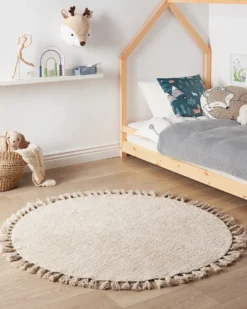 Gulvtæppe MITSOBI Beige ø 120 cm Bomuld
