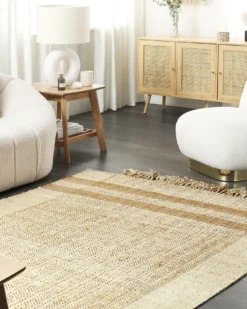 Gulvtæppe ORTAOBA Beige 160 x 230 cm Jute