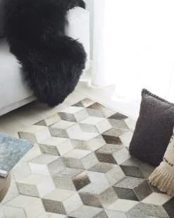 Gulvtæppe SASON Beige 160 x 230 cm Ægte læder