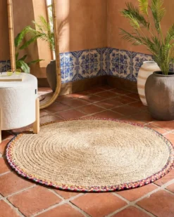 Gulvtæppe SATARA Multifarvet ø 120 cm Jute
