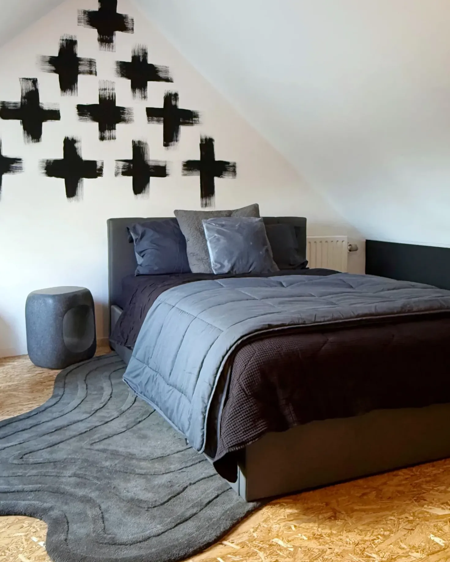 Gulvtæppe SATNA Mørkegrå 160 x 230 cm Uld
