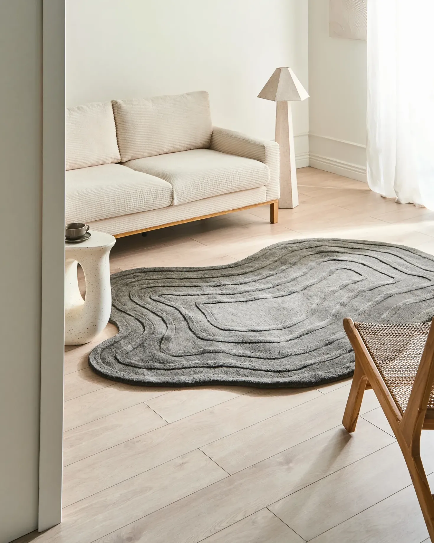 Gulvtæppe SATNA Mørkegrå 160 x 230 cm Uld