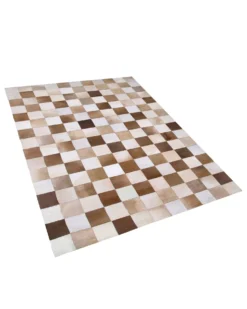 Gulvtæppe SOLMAZ Beige 140 x 200 cm Ægte læder