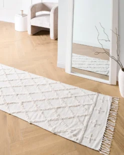 Gulvtæppe TOZLU Beige 80 x 230 cm Bomuld